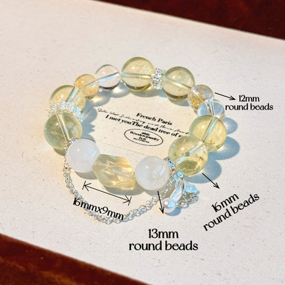 Daisy Wealth Aura Bracelet - Citrine & Clear Quartz, Channel Affluent Energy, Timeless Elegance