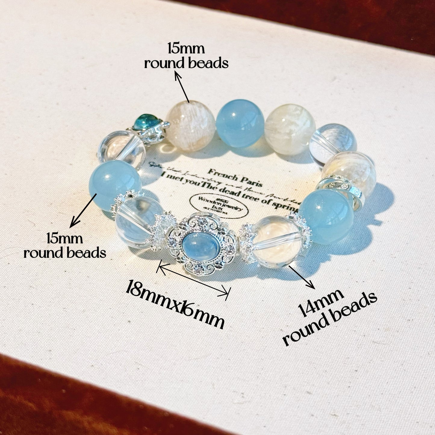 Sky Horizon Crystal Bracelet - Aquamarine, Snowflake Phantom, and Clear Quartz for Serenity and Insight