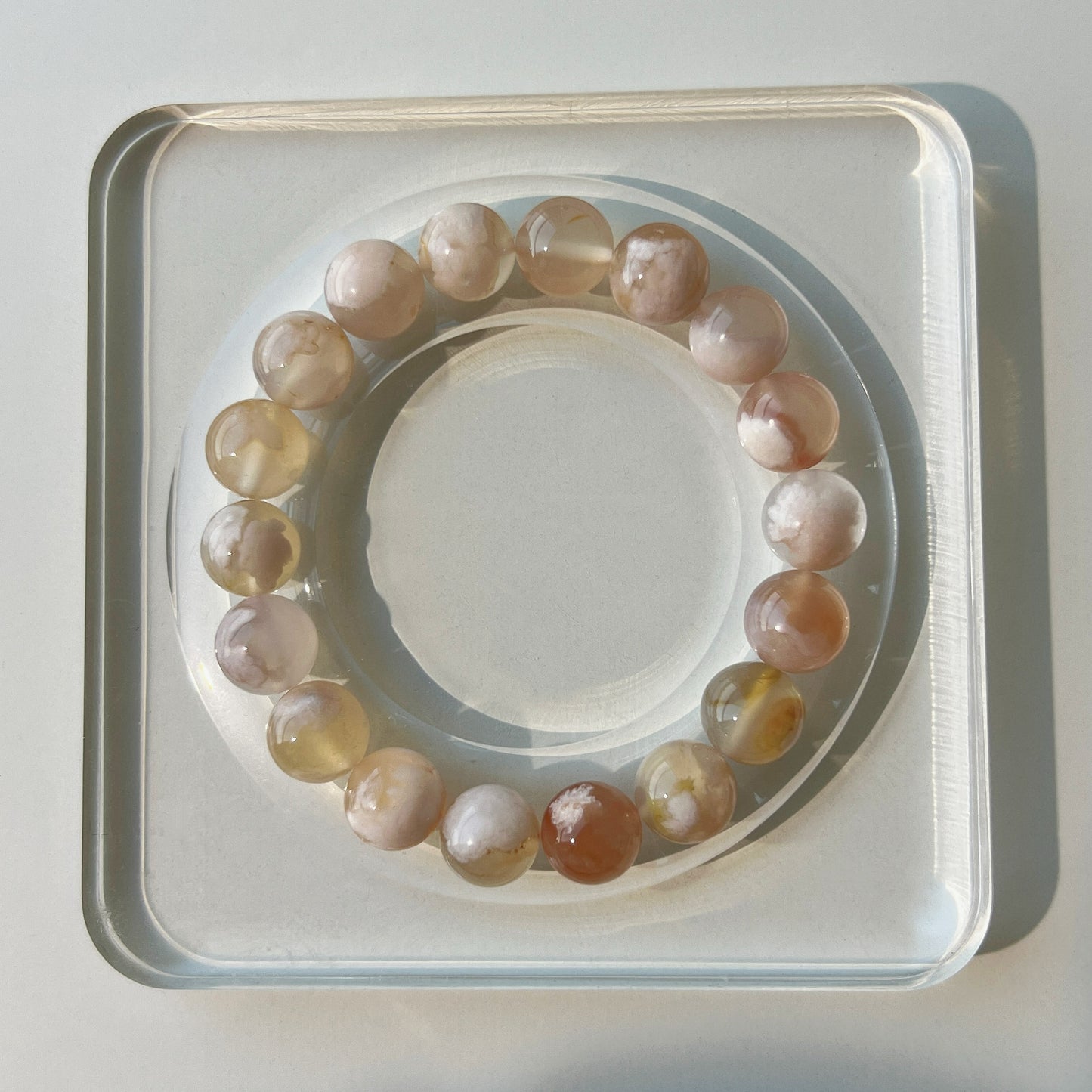 Sakura Agate Bracelet - Delicate Pink Gemstone Beads, Elegant and Timeless Beauty