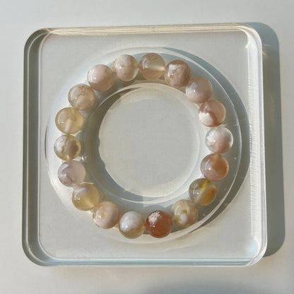 Sakura Agate Bracelet - Delicate Pink Gemstone Beads, Elegant and Timeless Beauty