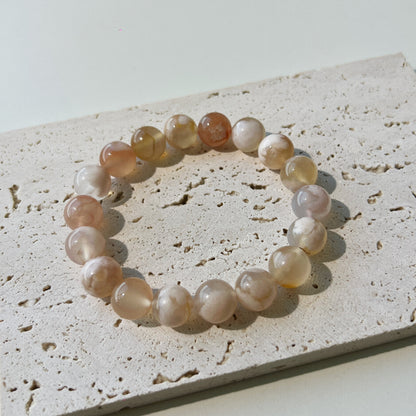 Sakura Agate Bracelet - Delicate Pink Gemstone Beads, Elegant and Timeless Beauty