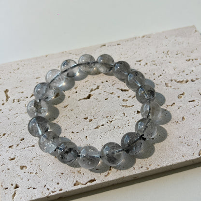 Herkimer Diamond Bracelet - Natural Clear Quartz Crystal Beads for Healing and Energy