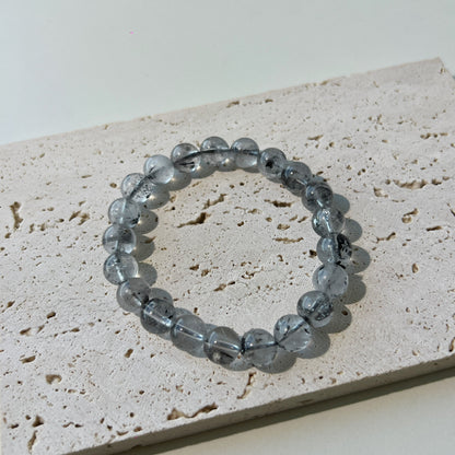 Herkimer Diamond Bracelet - Natural Clear Quartz Crystal Beads for Healing and Energy