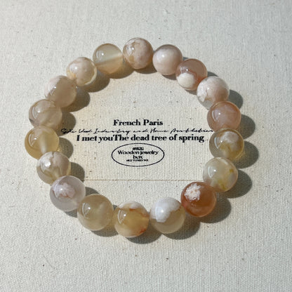 Sakura Agate Bracelet - Delicate Pink Gemstone Beads, Elegant and Timeless Beauty