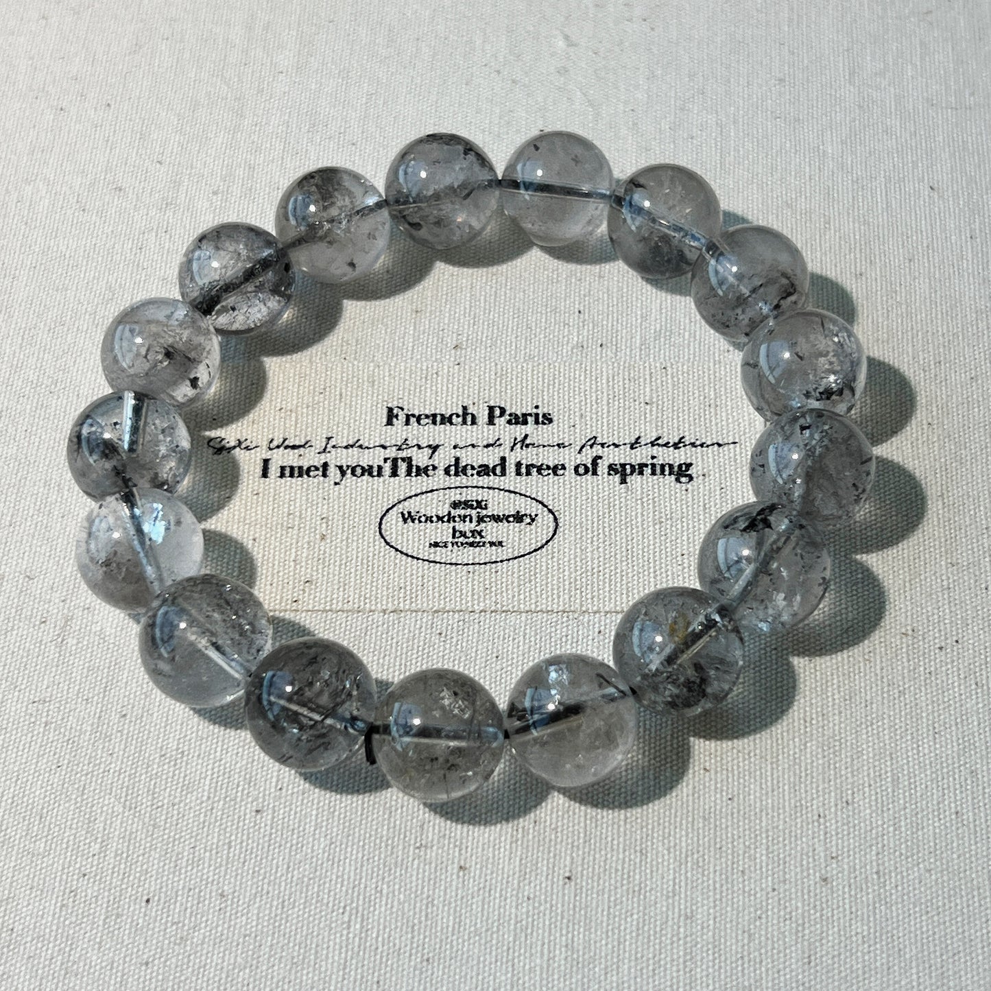 Herkimer Diamond Bracelet - Natural Clear Quartz Crystal Beads for Healing and Energy