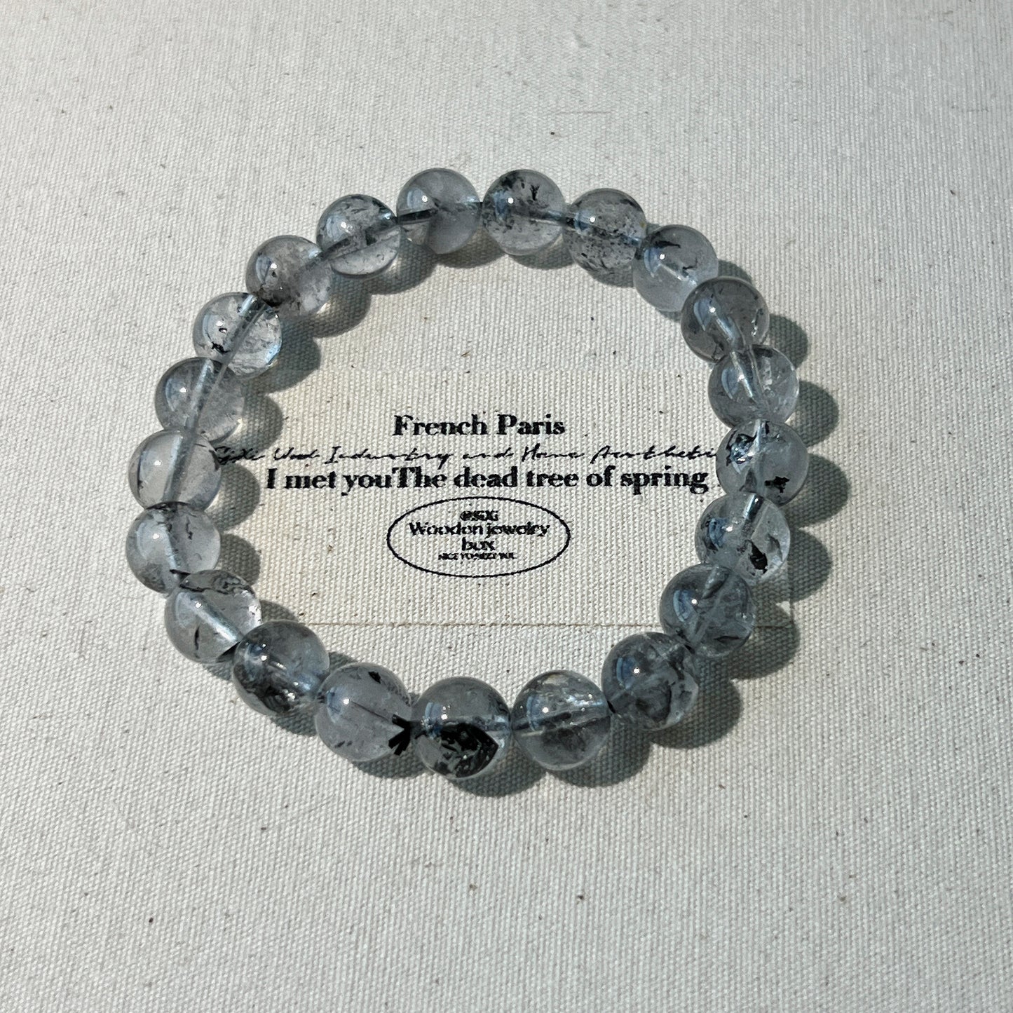 Herkimer Diamond Bracelet - Natural Clear Quartz Crystal Beads for Healing and Energy