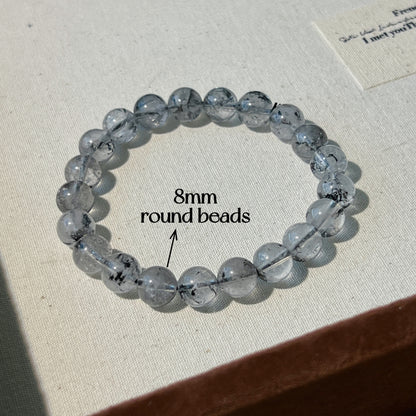 Herkimer Diamond Bracelet - Natural Clear Quartz Crystal Beads for Healing and Energy