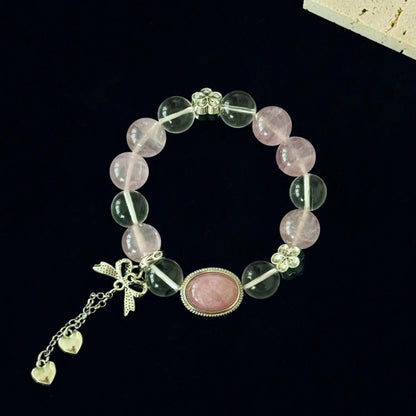 Blossom Serenity Bracelet  - Attract Harmony & Romance, Promote Emotional Balance, Natural Pink Crystal Beaded Jewelry Gift