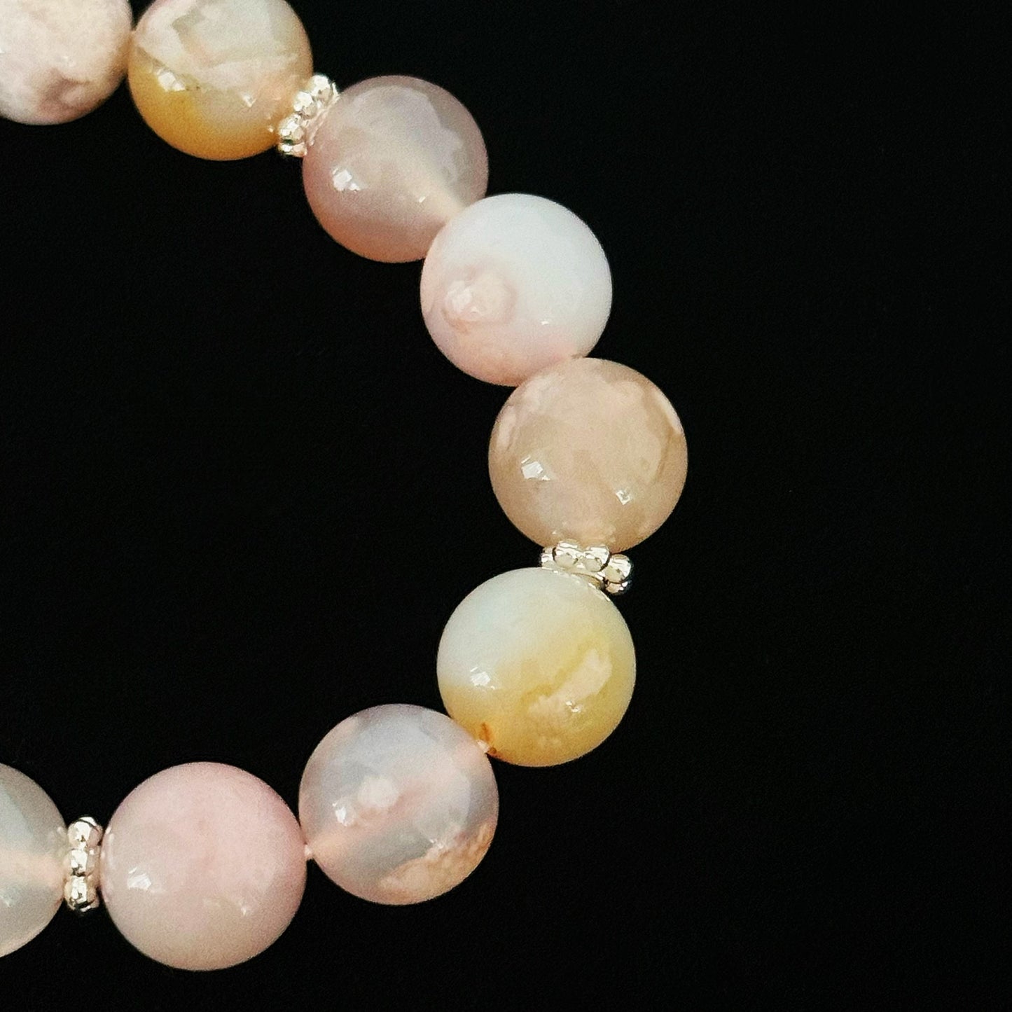 Sakura Elegance Bracelet - Blooming Cherry Blossom Agate, Timeless Grace in Pink, Empowers Love and Serenity, Handcrafted Gemstone Jewelry