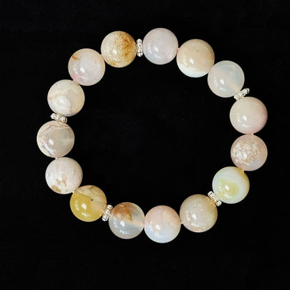 Sakura Elegance Bracelet - Blooming Cherry Blossom Agate, Timeless Grace in Pink, Empowers Love and Serenity, Handcrafted Gemstone Jewelry