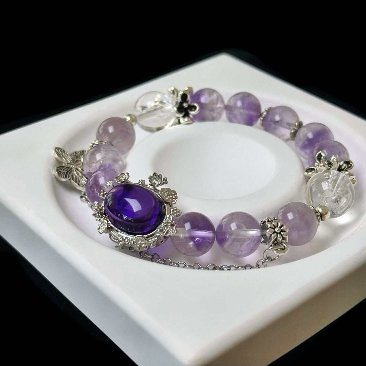 Ethereal Amethyst Bracelet - Attract Wealth & Positive Energy, Promote Restful Sleep, Natural Purple Crystal Beaded Jewelry Gift