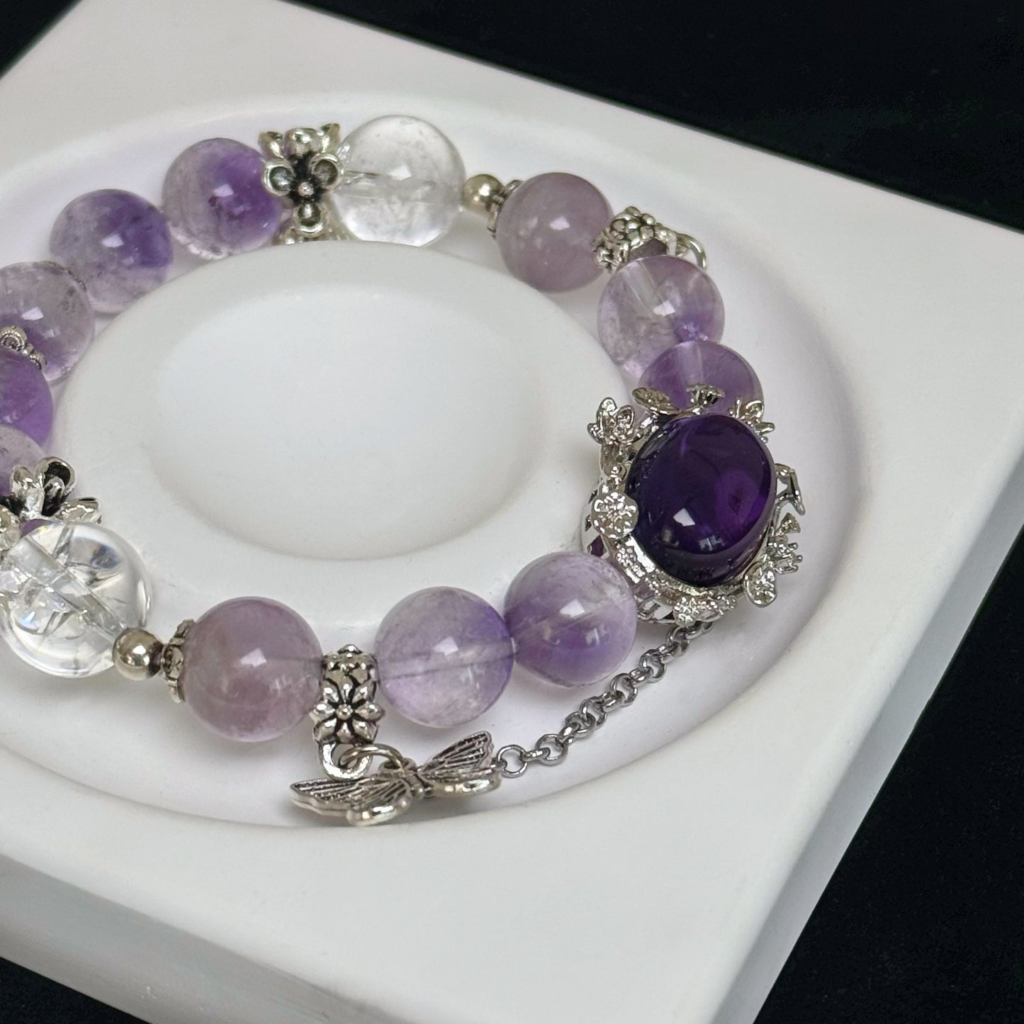 Ethereal Amethyst Bracelet - Attract Wealth & Positive Energy, Promote Restful Sleep, Natural Purple Crystal Beaded Jewelry Gift