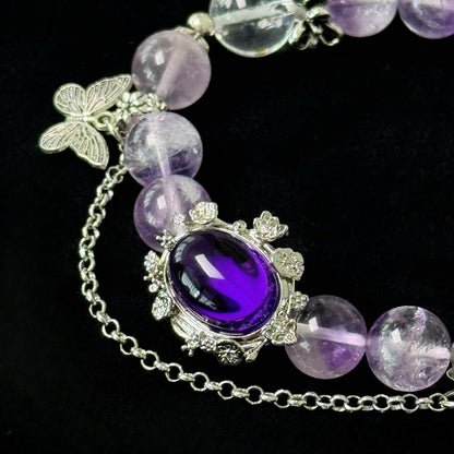 Ethereal Amethyst Bracelet - Attract Wealth & Positive Energy, Promote Restful Sleep, Natural Purple Crystal Beaded Jewelry Gift