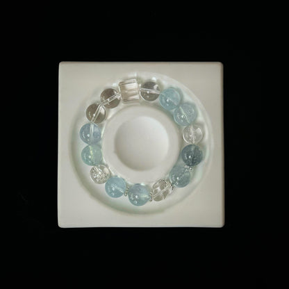 MintOcean Crystals Bracelet - Serene Waves of Aquamarine & Clear Quartz, Evoke Calm, Enhance Clarity, Timeless Elegance in Every Bead