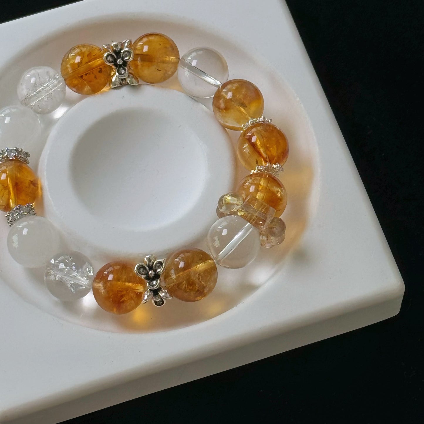 Luna's Amber Kiss Bracelet - Moonlit Charm with Citrine Aura