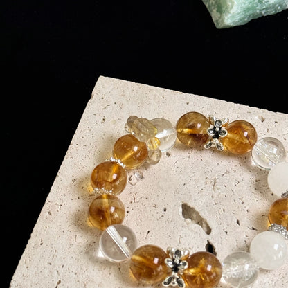 Luna's Amber Kiss Bracelet - Moonlit Charm with Citrine Aura