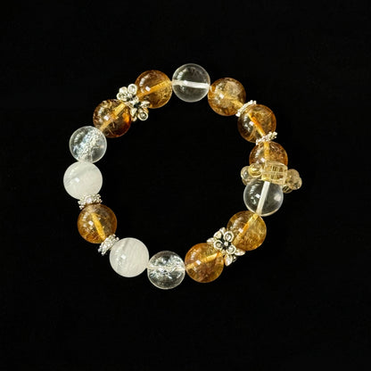 Luna's Amber Kiss Bracelet - Moonlit Charm with Citrine Aura