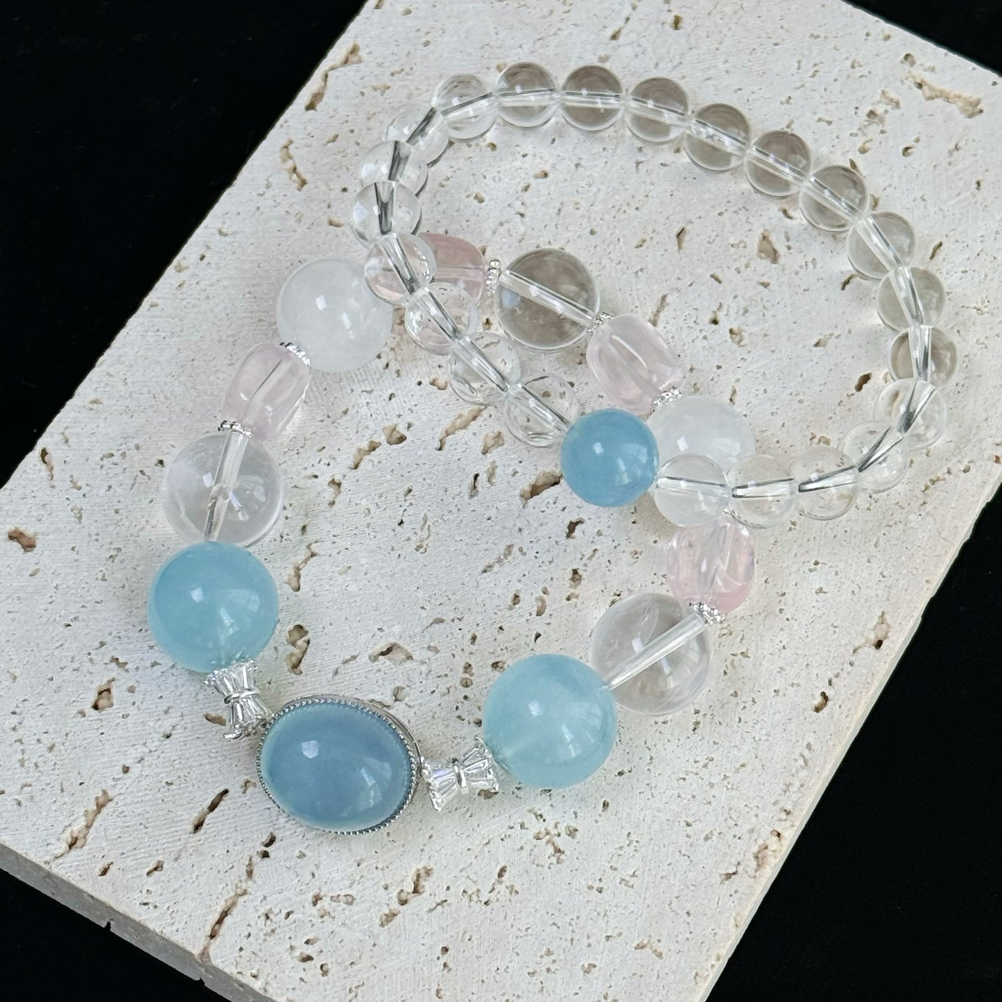 Aetherial Canvas Crystals - Sea Blue & Clear Quartz Bracelet for Serene Style