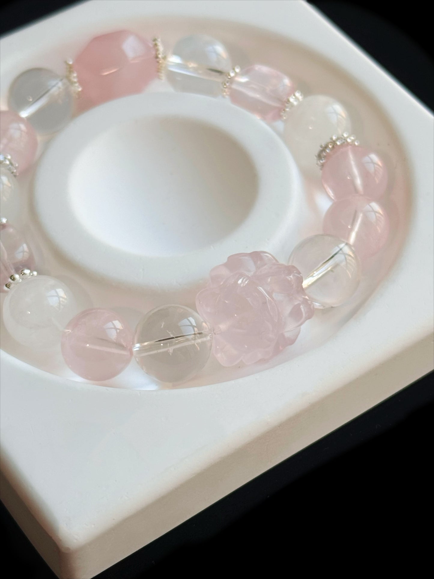 Sakura Fox Dream Crystal Bracelet - Enchanting Pink Quartz & Fox's Eye, Mystical Protection, Timeless Elegance