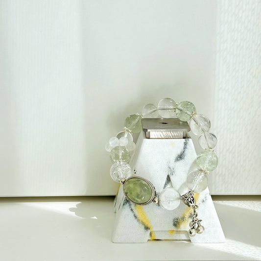 Verdant Woodland Crystal Bracelet - Sparkling Green Aventurine & Clear Quartz, Nature's Elixir for Vitality and Balance, Handcrafted Eco-Luxury Jewelry